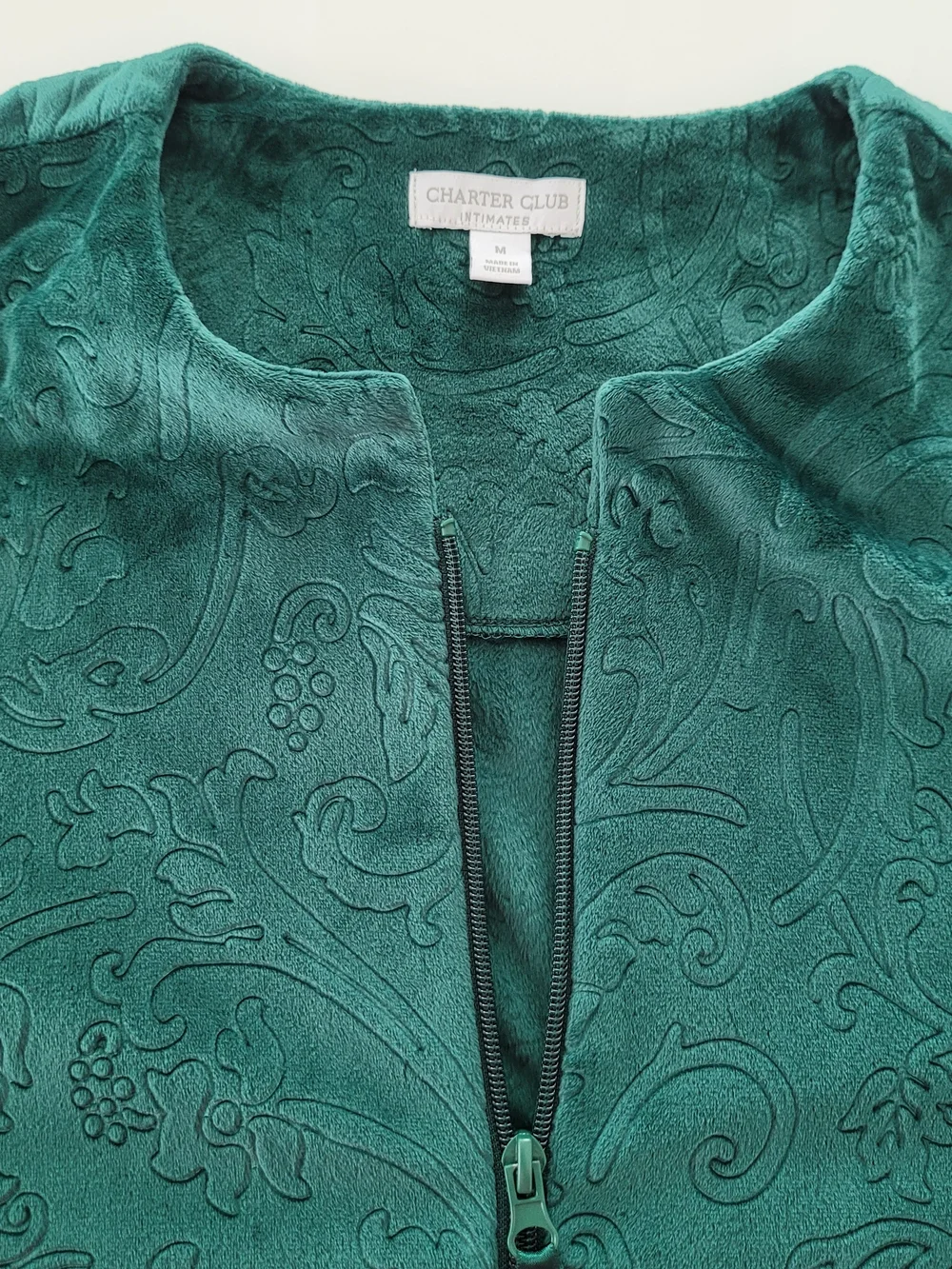 Charter Club Women's Embossed Velour Zip-Front Robe  Exclusive Size M